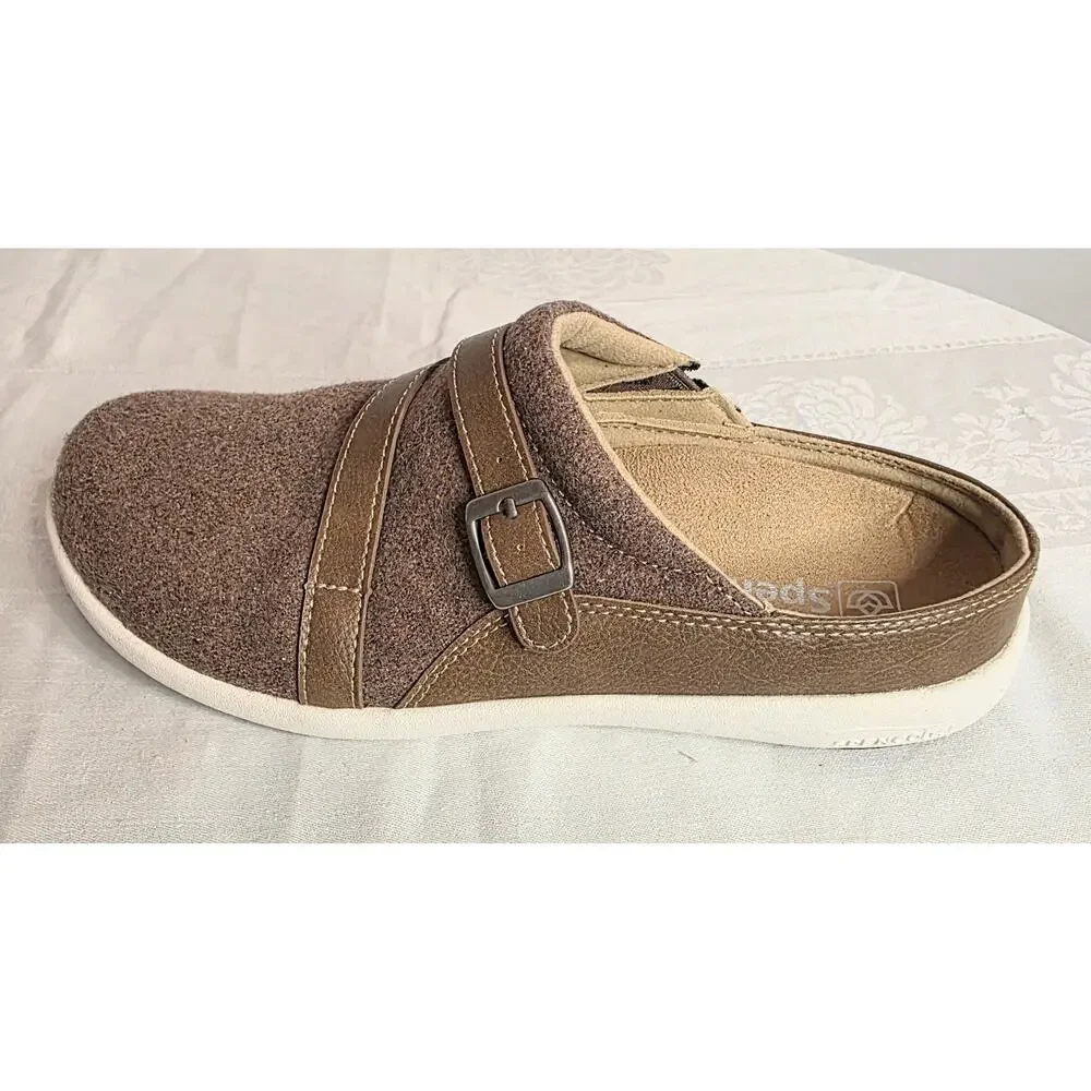 ComfortFit Brown Slip-On Mule Clogs with Adjustable Buckle - Picture 3 of 7